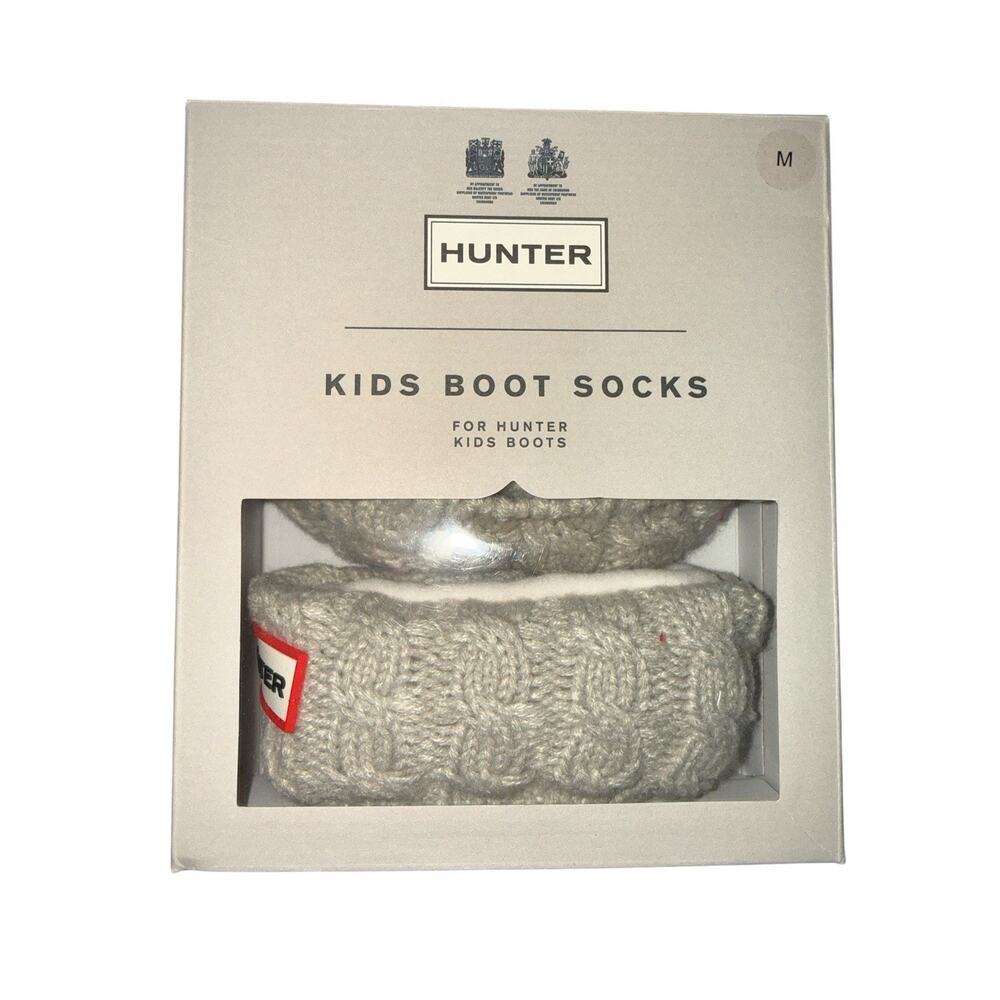 Kids Hunter Cable Boot Socks Tan and White Medium US Size 11-13 New In Box